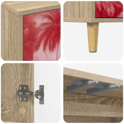 TV ormar AACHEN 102 x 33 x 50 cm Sonoma Konstruirano drvo - Ružičasti uzorak palme Cijena