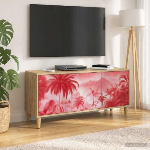 TV ormar AACHEN 102 x 33 x 50 cm Sonoma Konstruirano drvo - Ružičasti uzorak palme Cijena