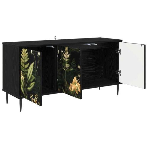 TV ormar RHENEN 102 x 33 x 51 cm Crni hrast Konstruirano drvo - Tropski uzorak džungle Cijena