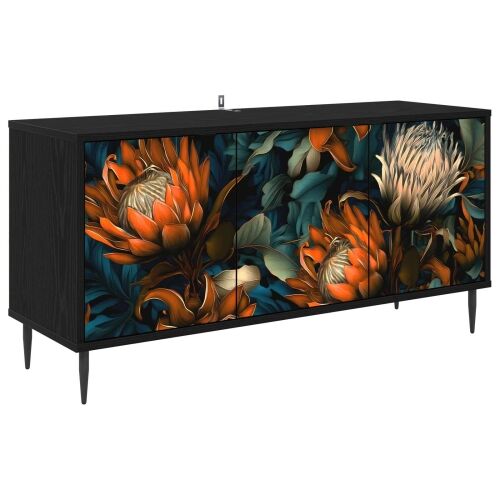 TV ormar LOCHEM 102 x 33 x 51 cm Crni hrast Konstruirano drvo - Narančasti uzorak Cijena