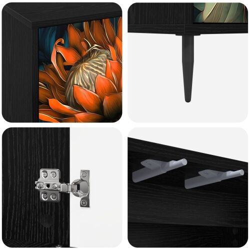 TV ormar LOCHEM 102 x 33 x 51 cm Crni hrast Konstruirano drvo - Narančasti uzorak Cijena
