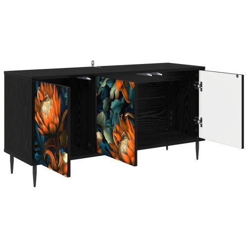 TV ormar LOCHEM 102 x 33 x 51 cm Crni hrast Konstruirano drvo - Narančasti uzorak Cijena