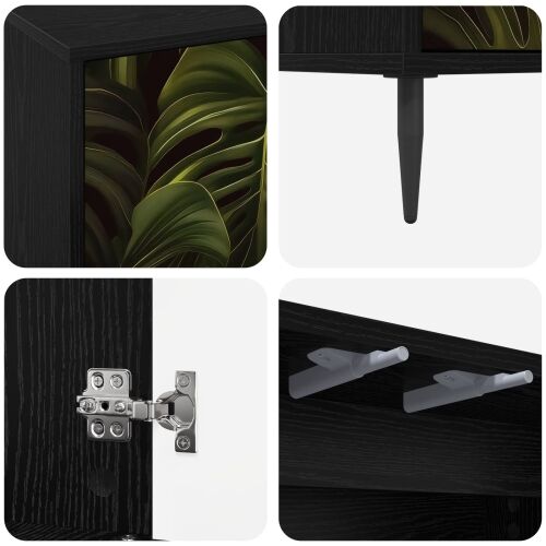TV ormar ELBURG 102 x 33 x 51 cm Crni hrast Konstruirano drvo - Print od palminih listova Cijena