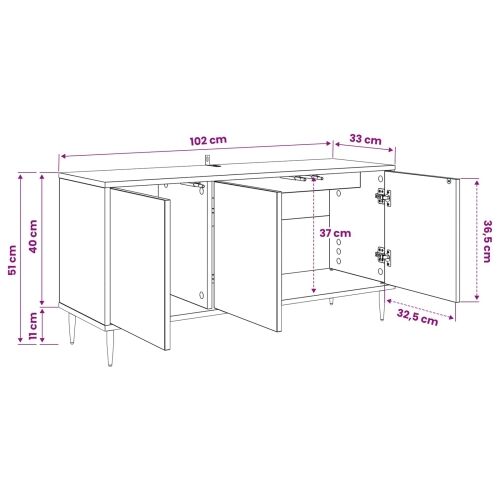 TV ormar ELBURG 102 x 33 x 51 cm Crni hrast Konstruirano drvo - Print od palminih listova Cijena