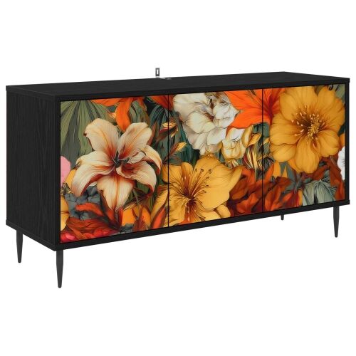 TV ormar GENNEP 102 x 33 x 51 cm Crni hrast Konstruirano drvo - Print ljiljana Cijena