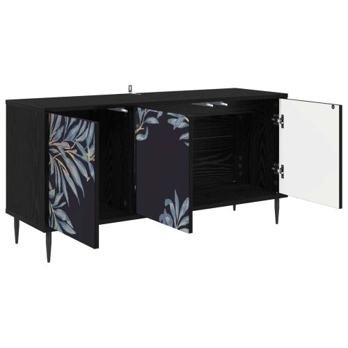 TV ormar DOKKUM 102 x 33 x 51 cm Crni hrast Konstruirano drvo - Plavi afti uzorak Cijena