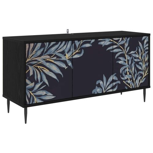 TV ormar DOKKUM 102 x 33 x 51 cm Crni hrast Konstruirano drvo - Plavi afti uzorak Cijena