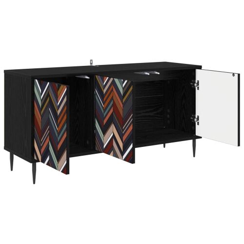 TV ormar OMMEN 102 x 33 x 51 cm Crni hrast Konstruirano drvo - Geometrijski uzorak Cijena