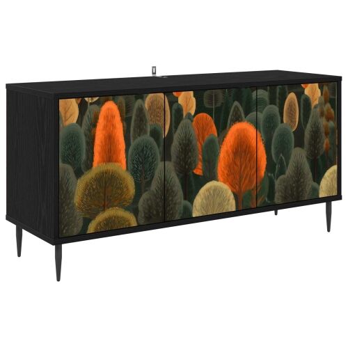 TV ormar ZAANDAM 102 x 33 x 51 cm Crni hrast Konstruirano drvo - Print šume Cijena