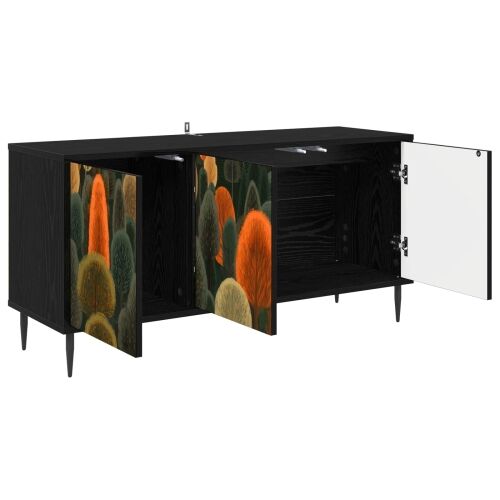 TV ormar ZAANDAM 102 x 33 x 51 cm Crni hrast Konstruirano drvo - Print šume Cijena