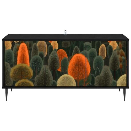 TV ormar ZAANDAM 102 x 33 x 51 cm Crni hrast Konstruirano drvo - Print šume Cijena