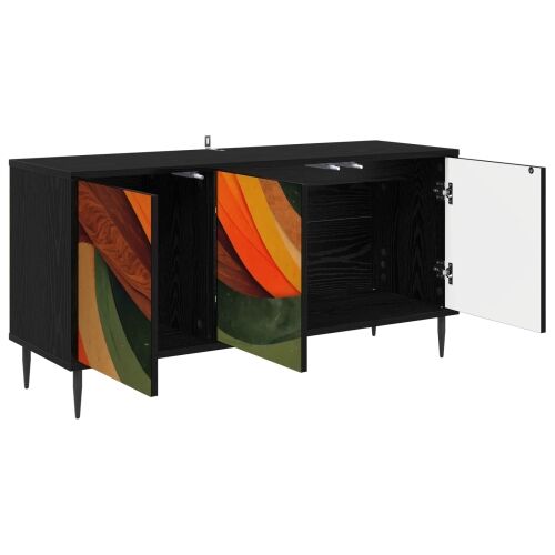 TV ormar BONN 102 x 33 x 51 cm Crni hrast Konstruirano drvo - Retro valni uzorak Cijena