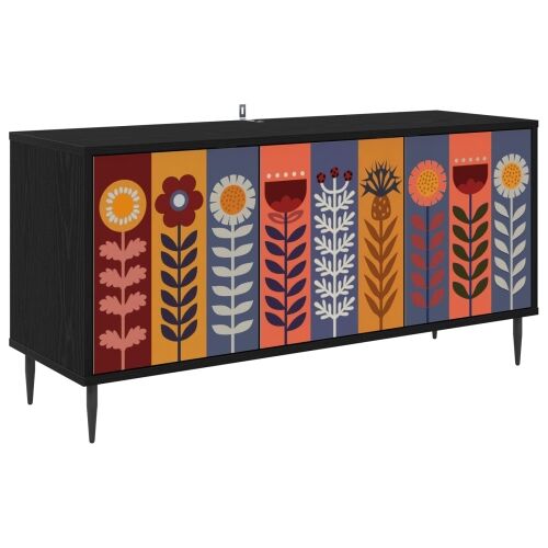 TV ormar ESSEN 102 x 33 x 51 cm Crni hrast Konstruirano drvo - Uzorak suncokreta Cijena