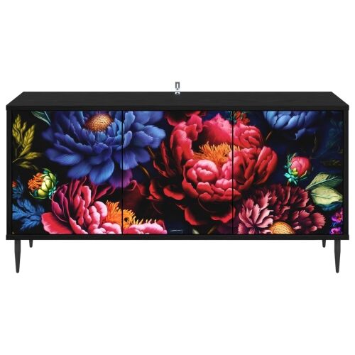 TV ormar KIEL 102 x 33 x 51 cm Crni hrast Konstruirano drvo - Tamni cvjetni uzorak Cijena