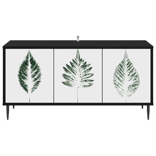 TV ormar HANAU 102 x 33 x 51 cm Crni hrast Konstruirano drvo - Zeleni uzorak lišća Cijena