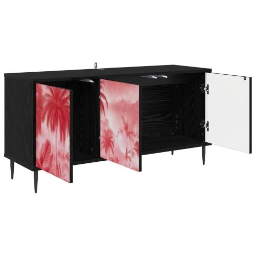TV ormar AACHEN 102 x 33 x 51 cm Crni hrast Konstruirano drvo - Ružičasti uzorak palme Cijena