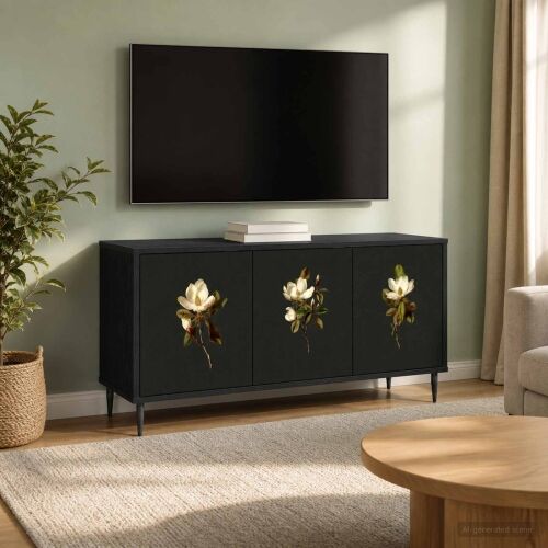 TV ormar BREMEN 102 x 33 x 51 cm Crni hrast Konstruirano drvo - Magnolijski uzorak Cijena