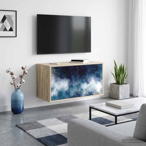TV ormar za montažu na zid RAALTE 69 x 33 x 40 cm Hrast sonoma - Hrast sonoma Plavi mramorni uzorak Cijena