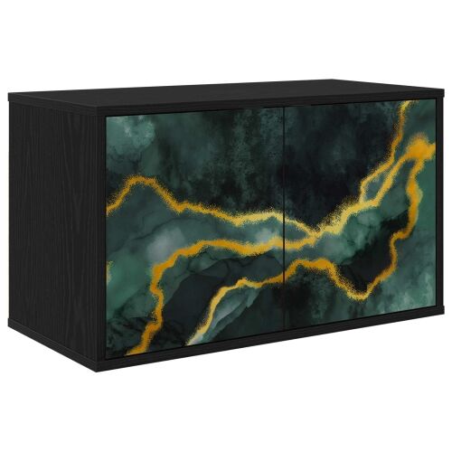 TV ormar za montažu na zid WIJHE 69 x 33 x 40 cm Crni hrast - Crni hrast Tirkizni mramorni uzorak Cijena