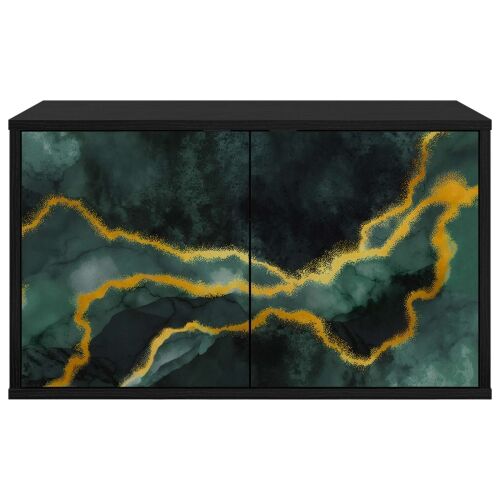TV ormar za montažu na zid WIJHE 69 x 33 x 40 cm Crni hrast - Crni hrast Tirkizni mramorni uzorak Cijena