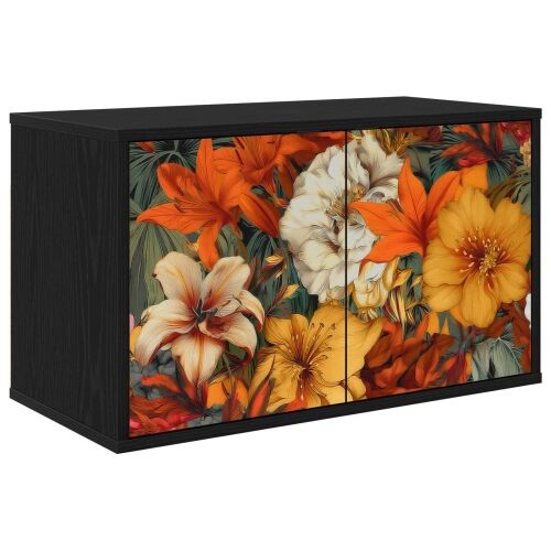 TV ormar za montažu na zid GENNEP 69 x 33 x 40 cm Crni hrast - Crni hrast Print ljiljana Cijena