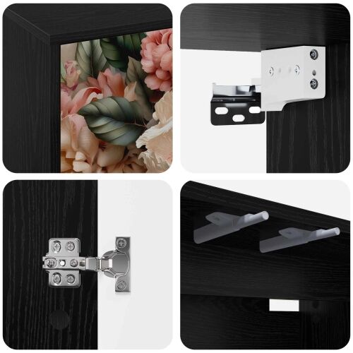 TV ormar za montažu na zid BORNE 69 x 33 x 40 cm Crni hrast - Crni hrast Print lagane peonije Cijena