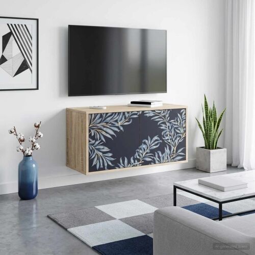 TV ormar za montažu na zid DOKKUM 69 x 33 x 40 cm Hrast sonoma - Hrast sonoma Plavi afti uzorak Cijena
