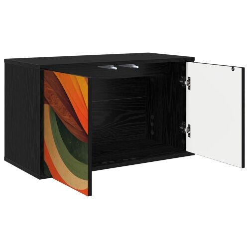 TV ormar za montažu na zid BONN 69 x 33 x 40 cm Crni hrast - Crni hrast Retro valni uzorak Cijena