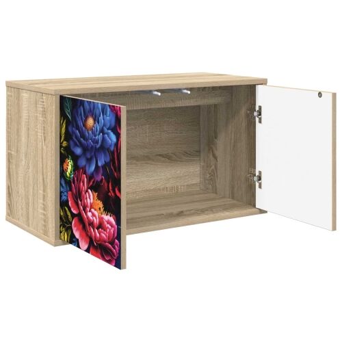 TV ormar za montažu na zid KIEL 69 x 33 x 40 cm Hrast sonoma - Hrast sonoma Tamni cvjetni uzorak Cijena