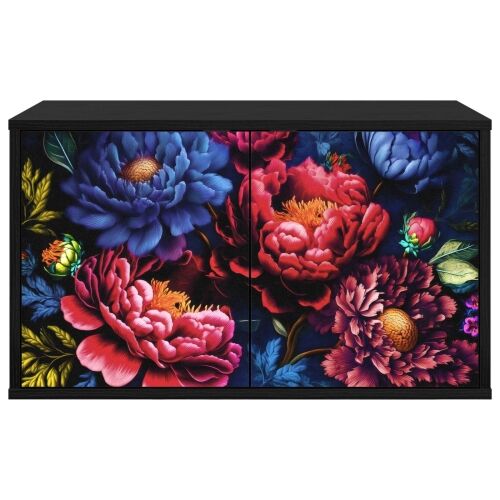 TV ormar za montažu na zid KIEL 69 x 33 x 40 cm Crni hrast - Crni hrast Tamni cvjetni uzorak Cijena