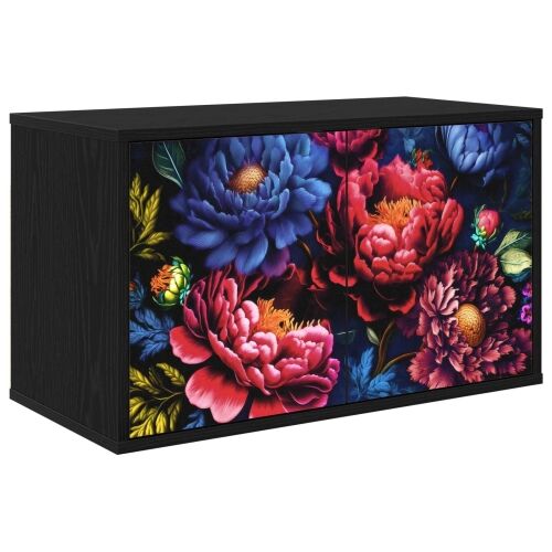 TV ormar za montažu na zid KIEL 69 x 33 x 40 cm Crni hrast - Crni hrast Tamni cvjetni uzorak Cijena