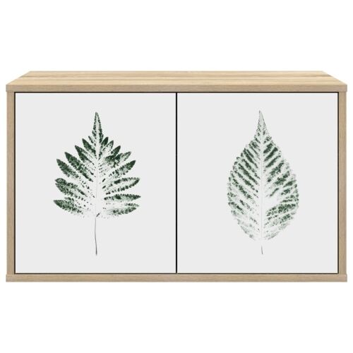 TV ormar za montažu na zid HANAU 69 x 33 x 40 cm Hrast sonoma - Hrast sonoma Zeleni uzorak lišća Cijena