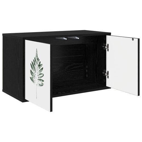 TV ormar za montažu na zid HANAU 69 x 33 x 40 cm Crni hrast - Crni hrast Zeleni uzorak lišća Cijena