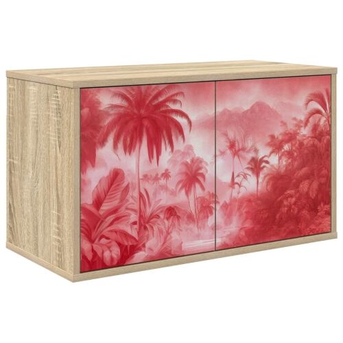 TV ormar za montažu na zid AACHEN 69 x 33 x 40 cm Hrast sonoma - Hrast sonoma Ružičasti uzorak palme Cijena