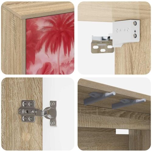 TV ormar za montažu na zid AACHEN 69 x 33 x 40 cm Hrast sonoma - Hrast sonoma Ružičasti uzorak palme Cijena