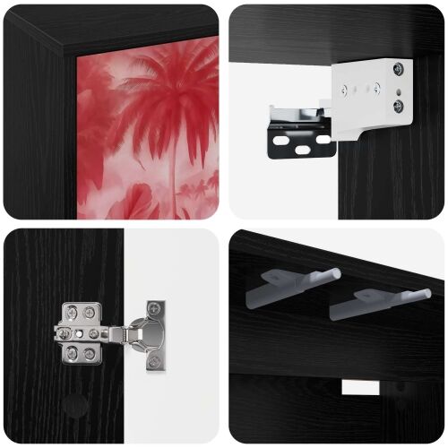 TV ormar za montažu na zid AACHEN 69 x 33 x 40 cm Crni hrast - Crni hrast Ružičasti uzorak palme Cijena