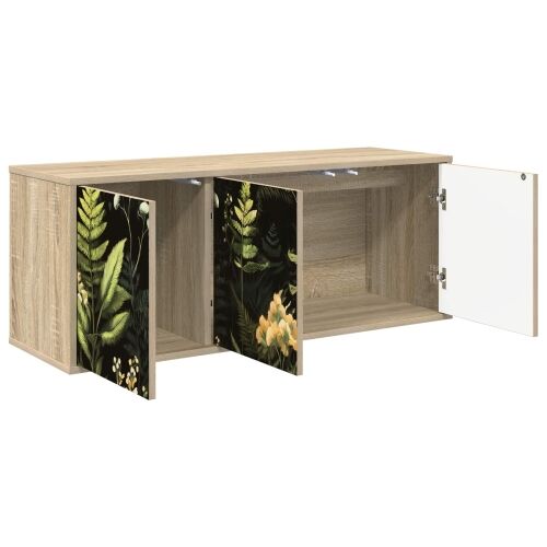 TV ormar za montažu na zid RHENEN 102 x 33 x 40 cm Hrast sonoma - Hrast sonoma Tropski uzorak džungle Cijena