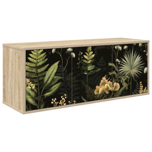 TV ormar za montažu na zid RHENEN 102 x 33 x 40 cm Hrast sonoma - Hrast sonoma Tropski uzorak džungle Cijena