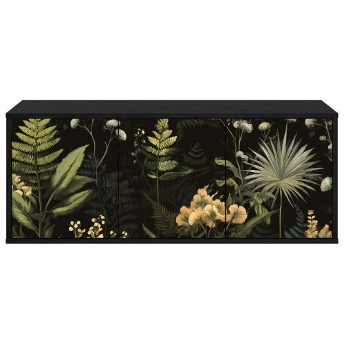 TV ormar za montažu na zid RHENEN 102 x 33 x 40 cm Crni hrast - Crni hrast Tropski uzorak džungle Cijena