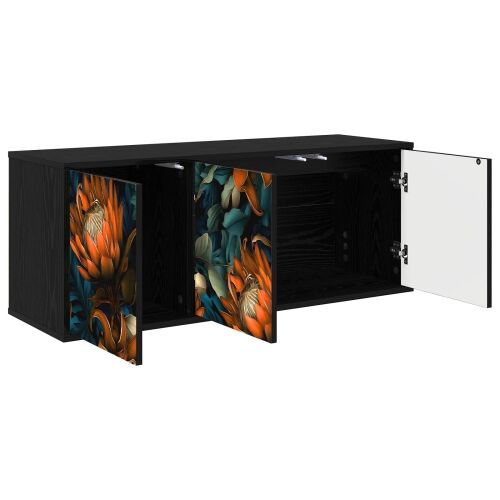 TV ormar za montažu na zid LOCHEM 102 x 33 x 40 cm Crni hrast - Crni hrast Narančasti uzorak Cijena