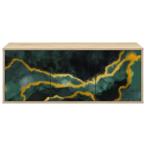 TV ormar za montažu na zid WIJHE 102 x 33 x 40 cm Hrast sonoma - Hrast sonoma Tirkizni mramorni uzorak Cijena