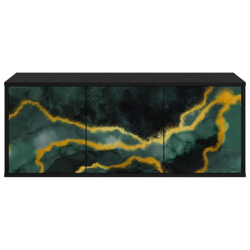 TV ormar za montažu na zid WIJHE 102 x 33 x 40 cm Crni hrast - Crni hrast Tirkizni mramorni uzorak Cijena