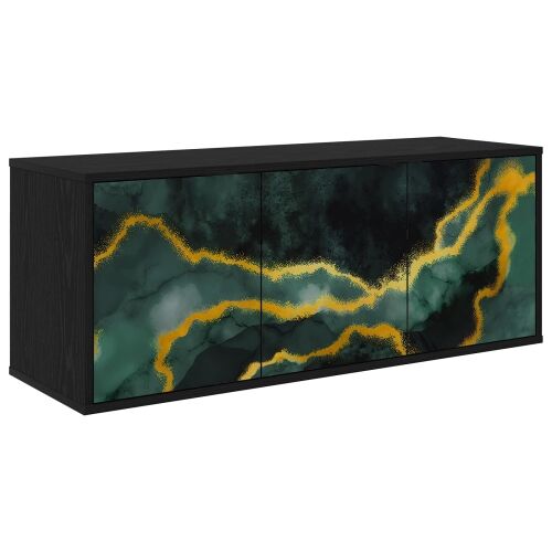 TV ormar za montažu na zid WIJHE 102 x 33 x 40 cm Crni hrast - Crni hrast Tirkizni mramorni uzorak Cijena