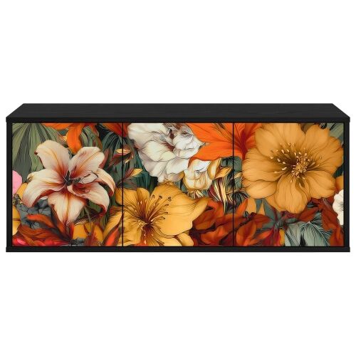 TV ormar za montažu na zid GENNEP 102 x 33 x 40 cm Crni hrast - Crni hrast Print ljiljana Cijena