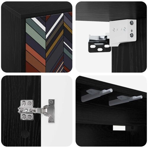 TV ormar za montažu na zid OMMEN 102 x 33 x 40 cm Crni hrast - Crni hrast Geometrijski uzorak Cijena