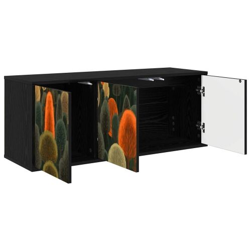 TV ormar za montažu na zid ZAANDAM 102 x 33 x 40 cm Crni hrast - Crni hrast Print šume Cijena