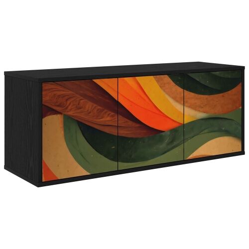TV ormar za montažu na zid BONN 102 x 33 x 40 cm Crni hrast - Crni hrast Retro valni uzorak Cijena