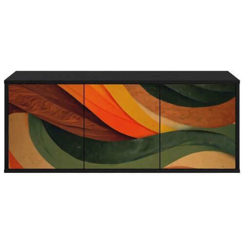 TV ormar za montažu na zid BONN 102 x 33 x 40 cm Crni hrast - Crni hrast Retro valni uzorak Cijena