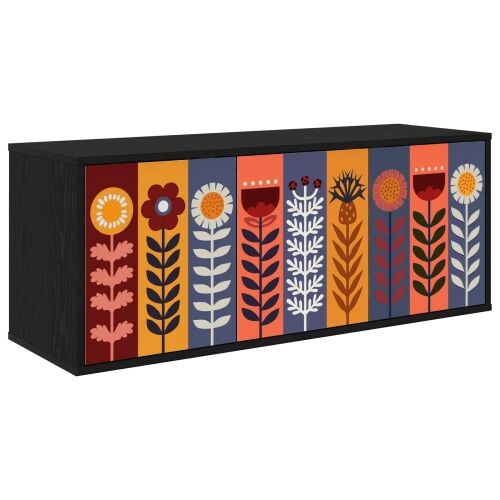 TV ormar za montažu na zid ESSEN 102 x 33 x 40 cm Crni hrast - Crni hrast Uzorak suncokreta Cijena