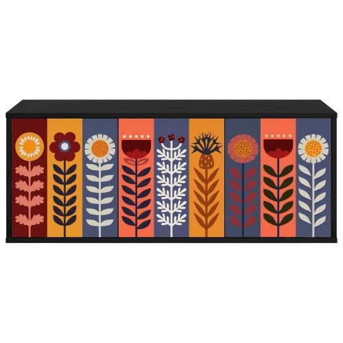 TV ormar za montažu na zid ESSEN 102 x 33 x 40 cm Crni hrast - Crni hrast Uzorak suncokreta Cijena